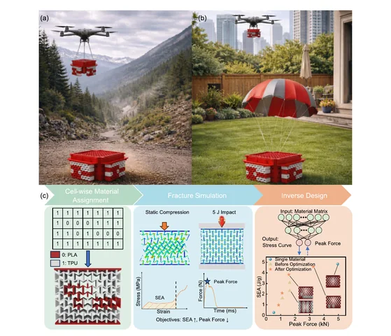 Graphical overview of inverse-designed impact-resistant metamaterials